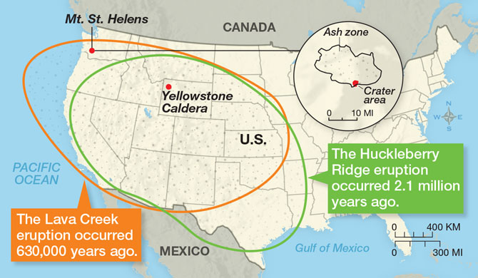Kill Zone Yellowstone Volcano Eruption Map