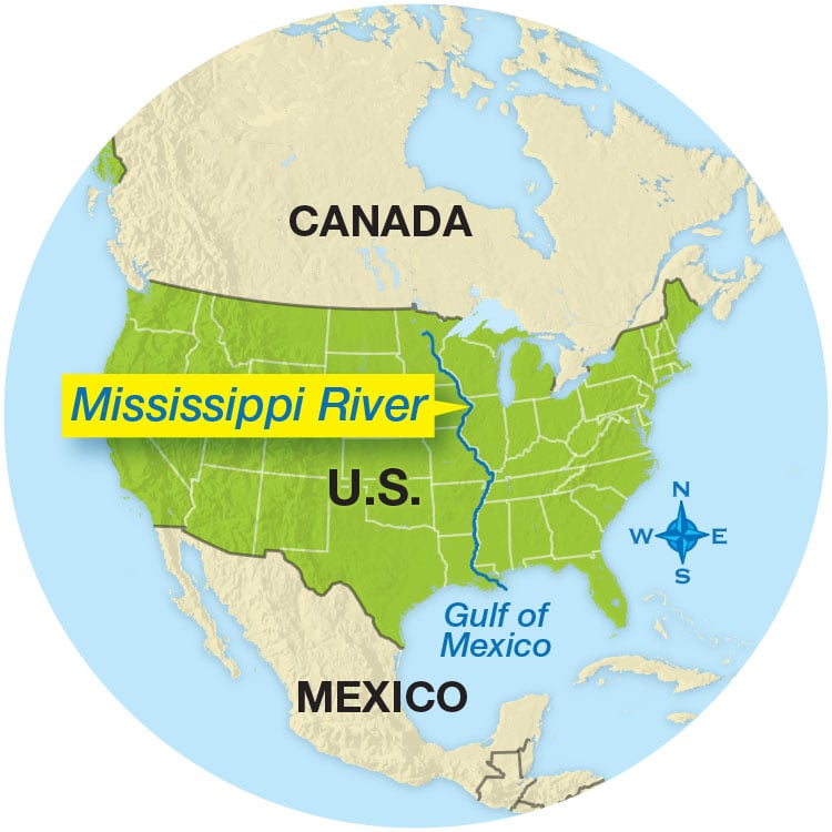 where is the mississippi river located on a world map Massive Map Earth Science Article For Students Scholastic Science World Magazine where is the mississippi river located on a world map