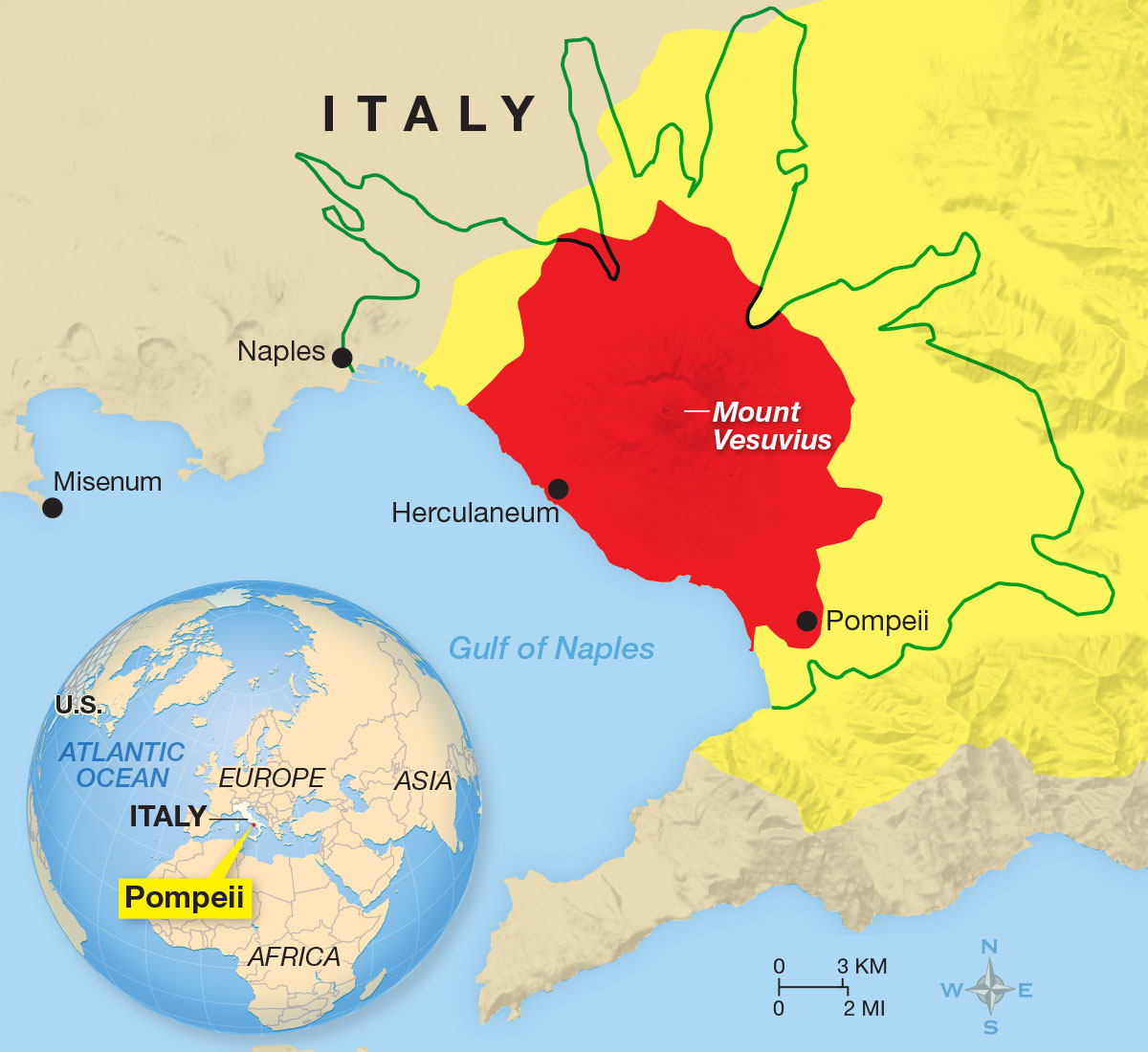 Pompeii Volcano Map