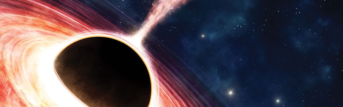 A close-up of a black hole in space