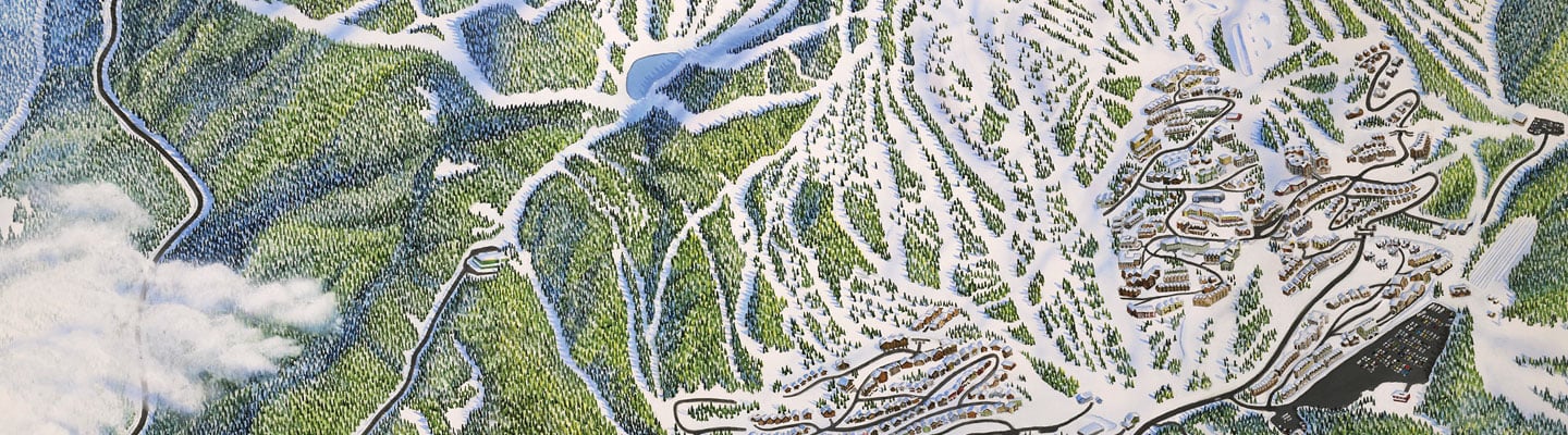 Image of an illustrated map of ski resort trails
