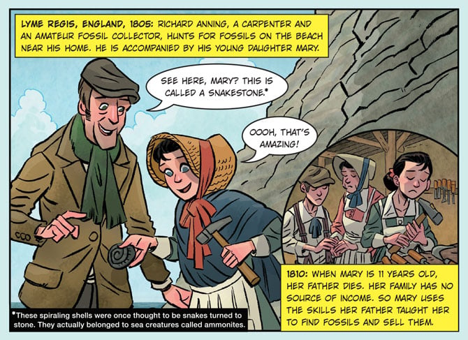 Mary Anning: Fossil Hunter, Science Illustrated Article for Students