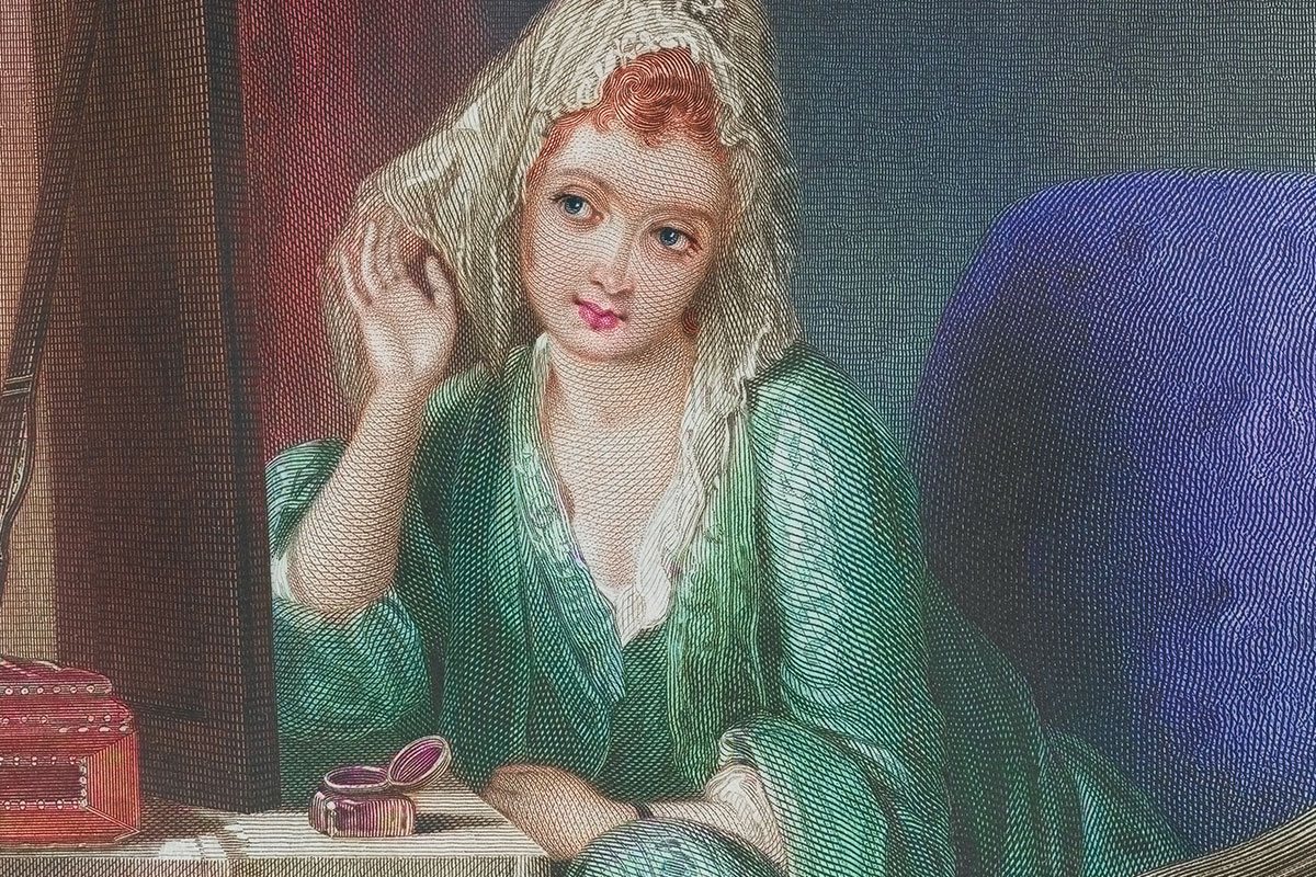 Painting of a maiden at their vanity
