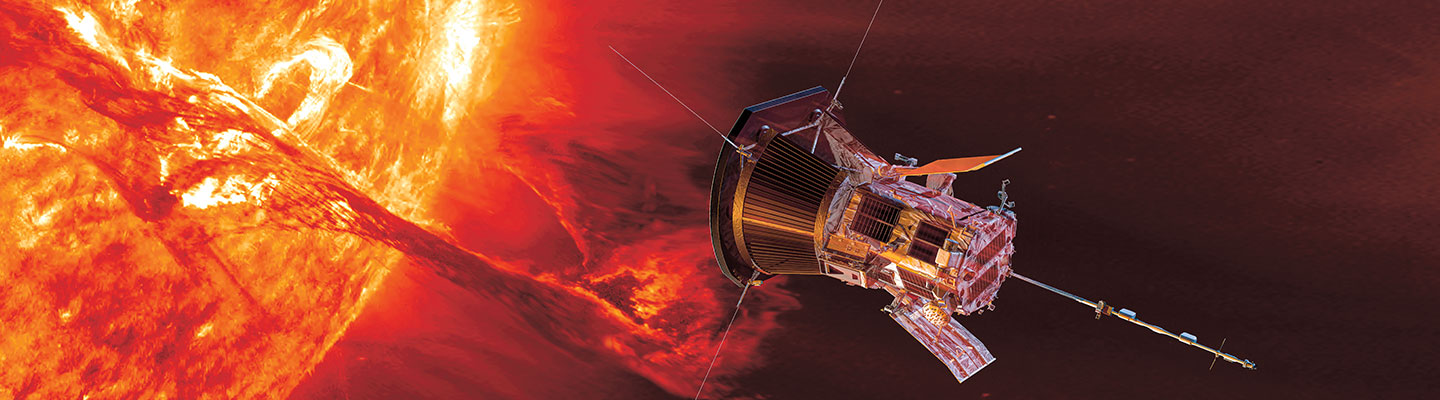 Illustration of satellite traveling close to the sun